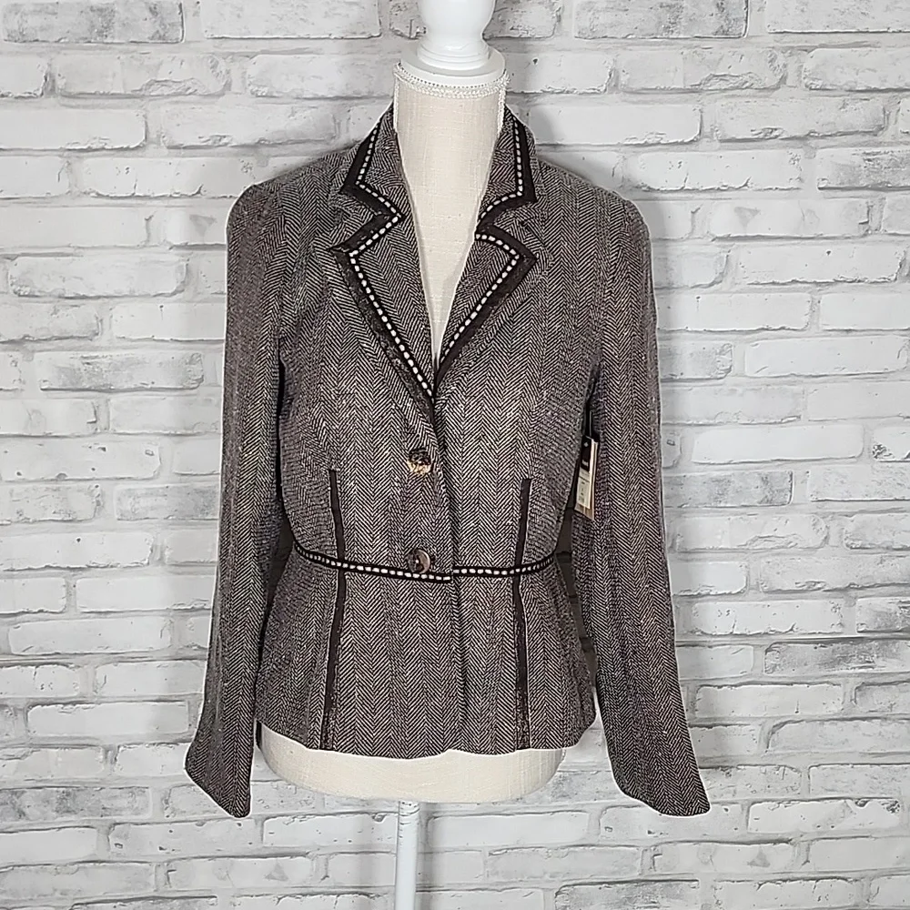 Coldwater Creek Brown Sparkle Fitted Work Business Blazer